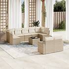 vidaXL Soffgrupp för trädgård med dynor 10 delar beige konstrotting 3219418
