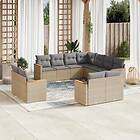 vidaXL Loungegrupp för trädgården m. dynor 11 delar beige konstrotting 3258902