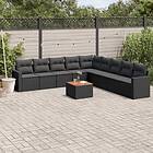 vidaXL Loungegrupp 10 delar med svarta dynor konstrotting 3256496