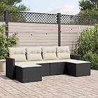 vidaXL Loungegrupp med dynor 6 delar svart konstrotting 3226217