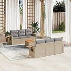 vidaXL Soffgrupp för trädgård med dynor 7 delar mixbeige konstrotting 3256787
