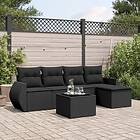 vidaXL Loungegrupp med dynor 6 delar svart konstrotting 3221294