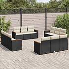 vidaXL Loungegrupp med dynor 12 delar svart konstrotting 3225832