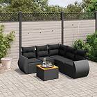 vidaXL Loungegrupp med dynor 6 delar svart konstrotting 3224998