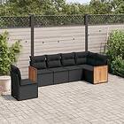 vidaXL Loungegrupp med dynor 6 delar svart konstrotting 3227693