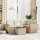 vidaXL Soffgrupp för trädgården med dynor 5 delar beige konstrotting 3221317