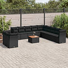 vidaXL Loungegrupp med dynor 12 delar svart konstrotting 3256055