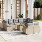 vidaXL Soffgrupp för trädgård med dynor 10 delar beige konstrotting 3257487