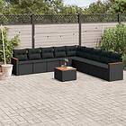 vidaXL Loungegrupp 10 delar med svarta dynor konstrotting 3226062