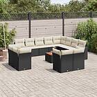 vidaXL Loungegrupp för trädgården m dynor 13 delar svart konstrotting 3223949