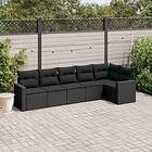 vidaXL Loungegrupp med dynor 6 delar svart konstrotting 3218975