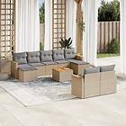 vidaXL Soffgrupp för trädgård med dynor 10 delar beige konstrotting 3258811