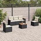 vidaXL Loungegrupp med dynor 6 delar svart konstrotting 3258255