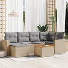 vidaXL Soffgrupp för trädgård med dynor 7 delar mixbeige konstrotting 3256556