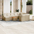 vidaXL Loungegrupp för trädgården m. dynor 11 delar beige konstrotting 3256744