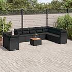vidaXL Loungegrupp för trädgården m. dynor 11 delar konstrotting svart 3256048