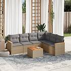vidaXL Soffgrupp för trädgård med dynor 7 delar mixbeige konstrotting 3226010