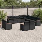 vidaXL Loungegrupp för trädgården m dynor 13 delar svart konstrotting 3226524
