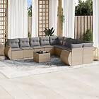 vidaXL Loungegrupp för trädgården m. dynor 11 delar beige konstrotting 3254256
