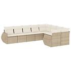 vidaXL Soffgrupp för trädgården med dynor 9 delar beige konstrotting 3254175