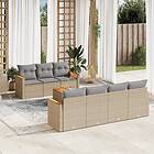 vidaXL Soffgrupp för trädgård med dynor 8 delar mixbeige konstrotting 3225807