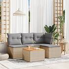 vidaXL Soffgrupp för trädgård med dynor 5 delar mixbeige konstrotting 3255926