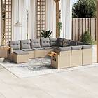 vidaXL Loungegrupp för trädgården m. dynor 11 delar beige konstrotting 3259609