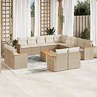 vidaXL Soffgrupp för trädgården 14 delar med dynor beige konstrotting 3226534
