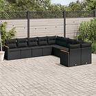 vidaXL Loungegrupp 10 delar med svarta dynor konstrotting 3226349