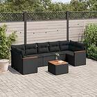 vidaXL Loungegrupp för trädgården med dynor 8 delar svart konstrotting 3258212