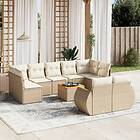 vidaXL Soffgrupp för trädgård med dynor 10 delar beige konstrotting 3225155
