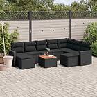 vidaXL Loungegrupp 10 delar med svarta dynor konstrotting 3256734