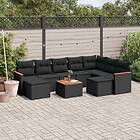 vidaXL Loungegrupp 10 delar med svarta dynor konstrotting 3258947