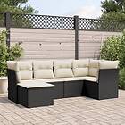 vidaXL Loungegrupp med dynor 6 delar svart konstrotting 3249785