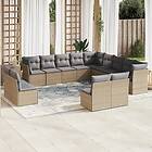 vidaXL Soffgrupp för trädgården med dynor 13 delar beige konstrotting 3218489