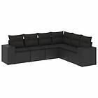 vidaXL Loungegrupp med dynor 6 delar svart konstrotting 3222604