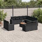 vidaXL Loungegrupp med dynor 12 delar svart konstrotting 3256713