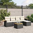 vidaXL Loungegrupp med dynor 6 delar svart konstrotting 3226763