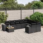 vidaXL Loungegrupp 10 delar med svarta dynor konstrotting 3257938