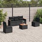 vidaXL Loungegrupp med dynor 6 delar svart konstrotting 3258254