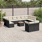 vidaXL Loungegrupp för trädgården m dynor 13 delar svart konstrotting 3256245