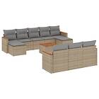 vidaXL Loungegrupp för trädgården m. dynor 11 delar beige konstrotting 3258825