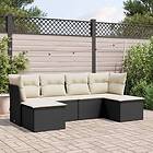 vidaXL Loungegrupp med dynor 6 delar svart konstrotting 3218006