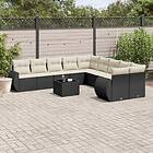 vidaXL Loungegrupp för trädgården m. dynor 11 delar konstrotting svart 3254253