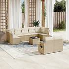 vidaXL Soffgrupp för trädgård med dynor 10 delar beige konstrotting 3252965