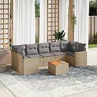 vidaXL Soffgrupp för trädgård med dynor 8 delar mixbeige konstrotting 3256367