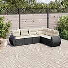 vidaXL Loungegrupp med dynor 6 delar svart konstrotting 3221405