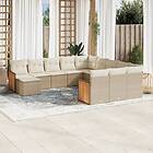 vidaXL Soffgrupp för trädgården 12 delar med dynor beige konstrotting 3260665