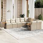 vidaXL Soffgrupp för trädgården med dynor 9 delar beige konstrotting 3227143