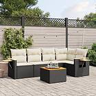 vidaXL Loungegrupp med dynor 6 delar svart konstrotting 3226791